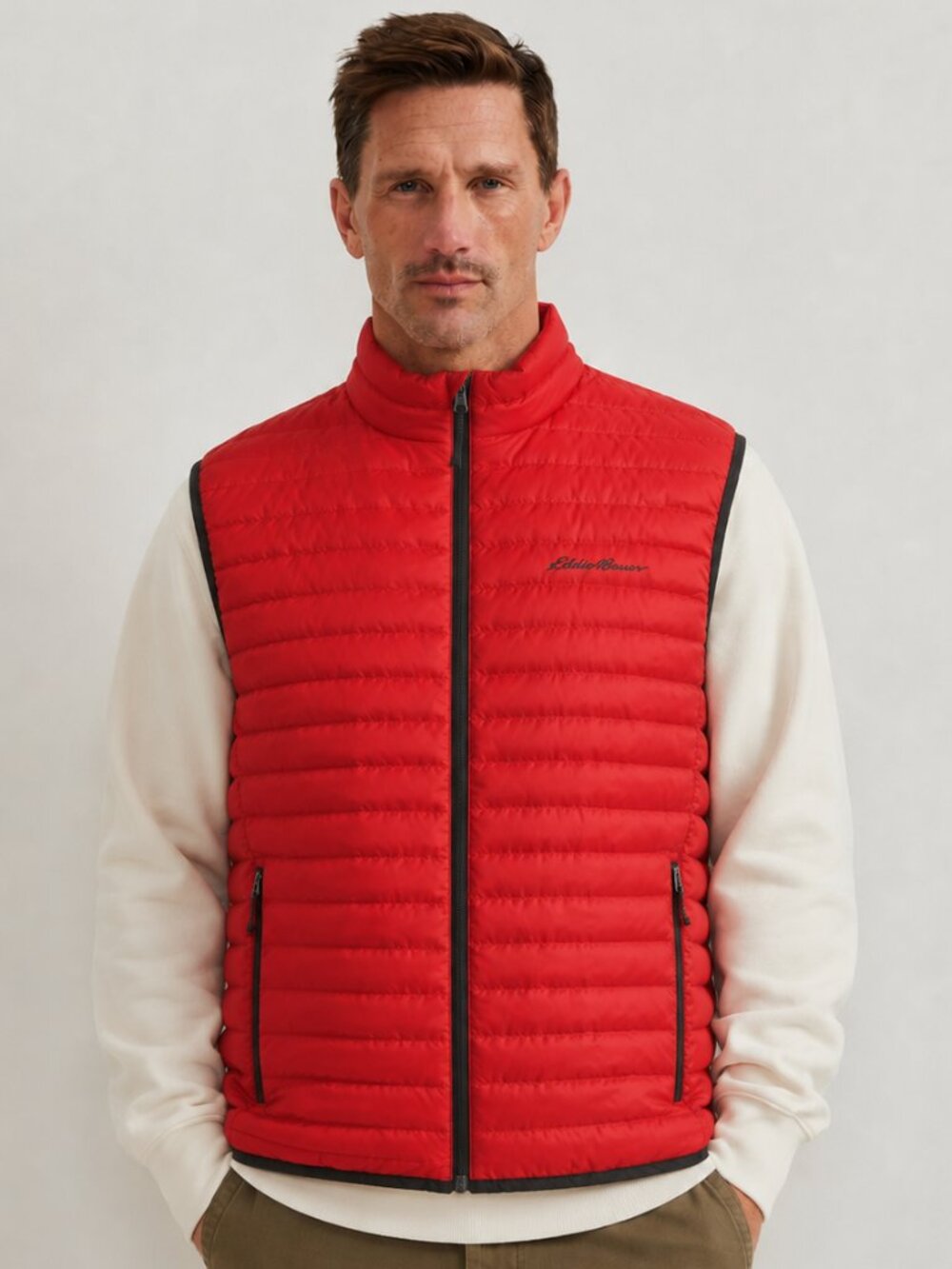 Eddie Bauer Packable Goose Down Puffer Vest Red  EB650 TXL Tall Full Zip NWT